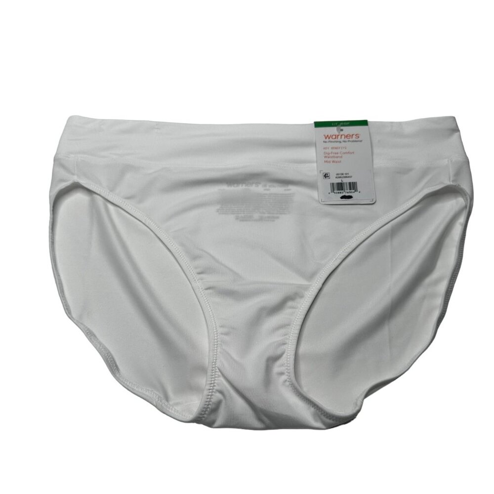 Warner's Women's Size 7 Large Panty Brief Hi Cut Lace Waistband White New